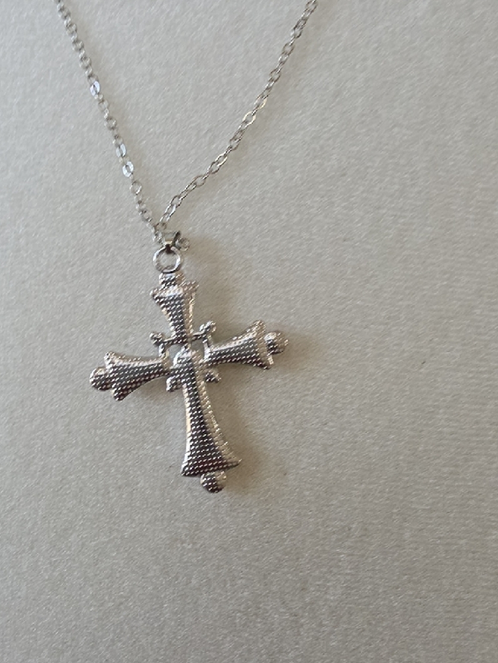 Cross Pendant Necklace with Pink and Purple Crystals - Picture 3 of 4